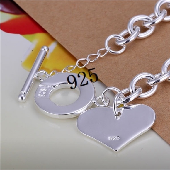 Double heart Silver 8” link bracelet - Picture 4 of 5